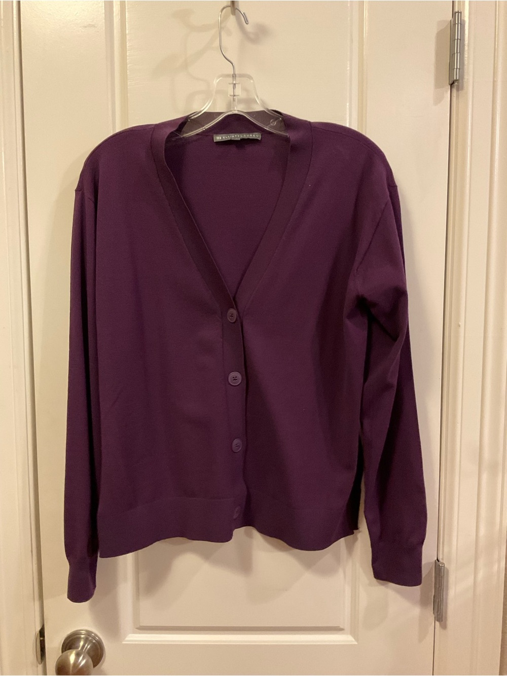 Elliott Lauren Purple V-Neck Cardigan Sweater - XS